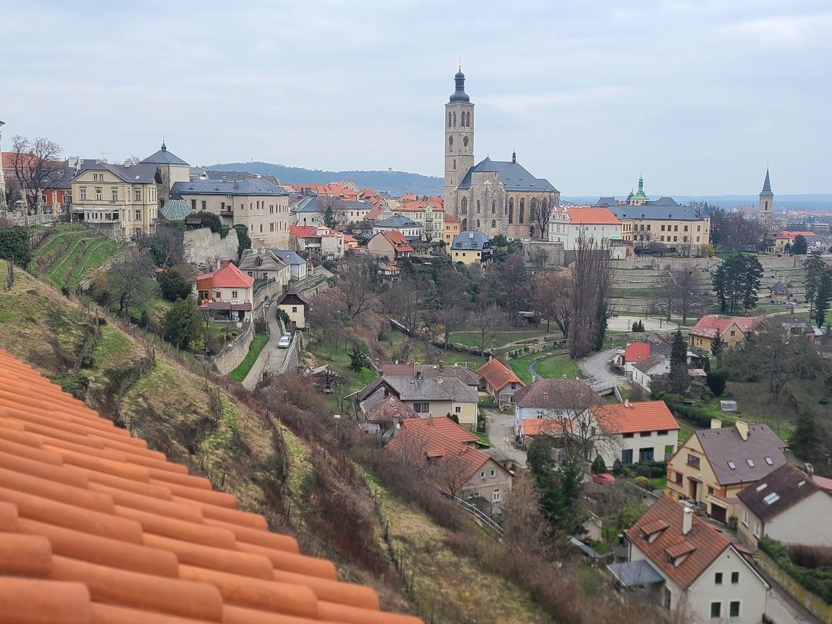 Kutná Hora town panorama with church tower