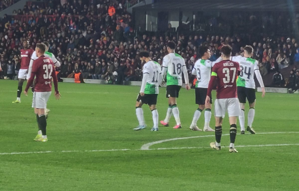 Liverpool players on the pitch