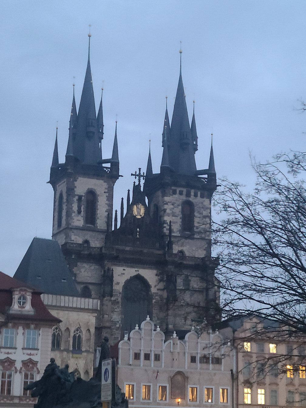 The Church of Our Lady before Týn at dusk
