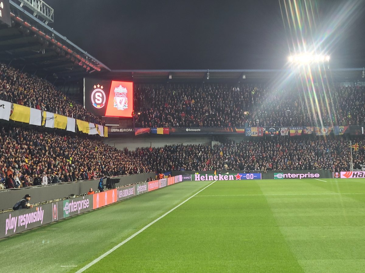 Inside the stadium at Sparta Praha