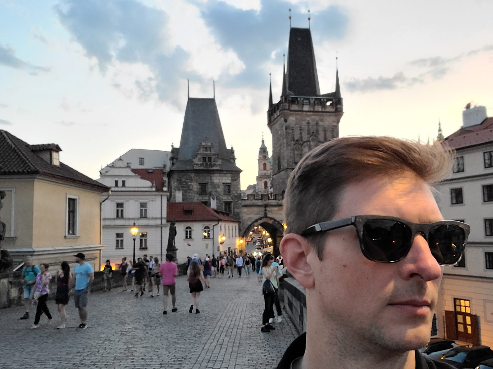 Erik at one of the gates on the Charles Bridge